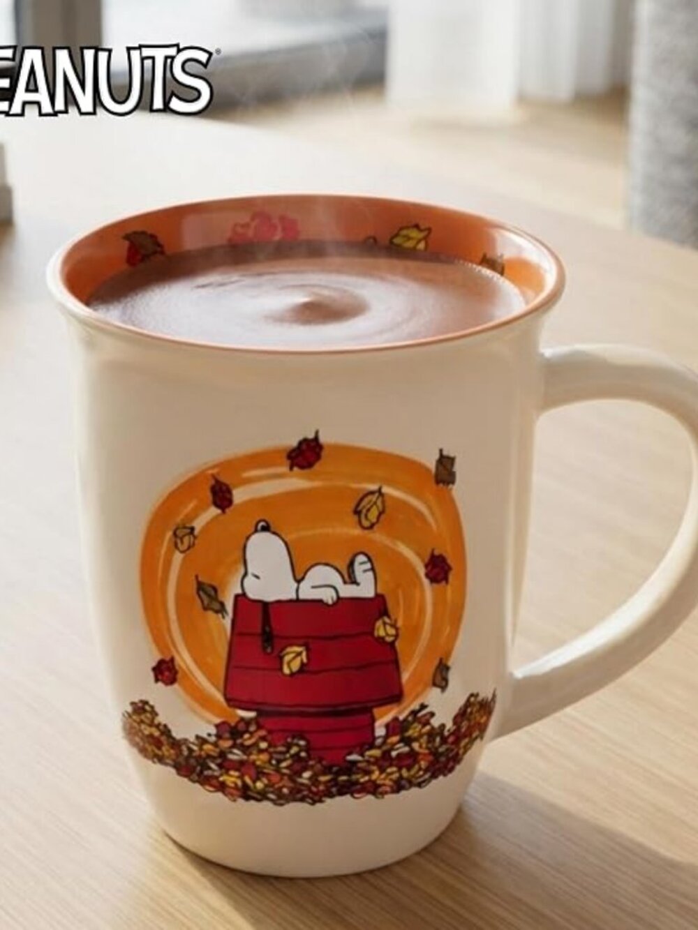 Silver Buffalo Peanuts Snoopy Fall Leaf, Wide Rim Ceramic Mug, 16oz